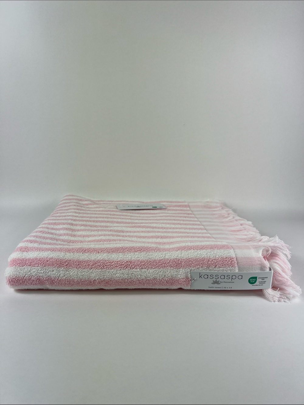 Kassaspa Pink & White Striped Turkish Bath Towel Soft Cotton Plush 1 Pc NEW